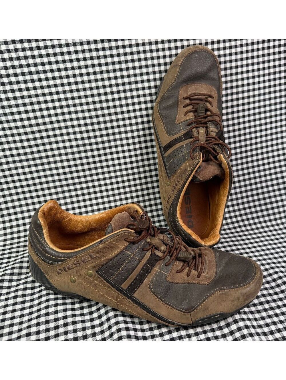 Vintage Diesel Korbin II Sneakers Men’s 12 Brown Leather Y2K Moto Driving Shoes